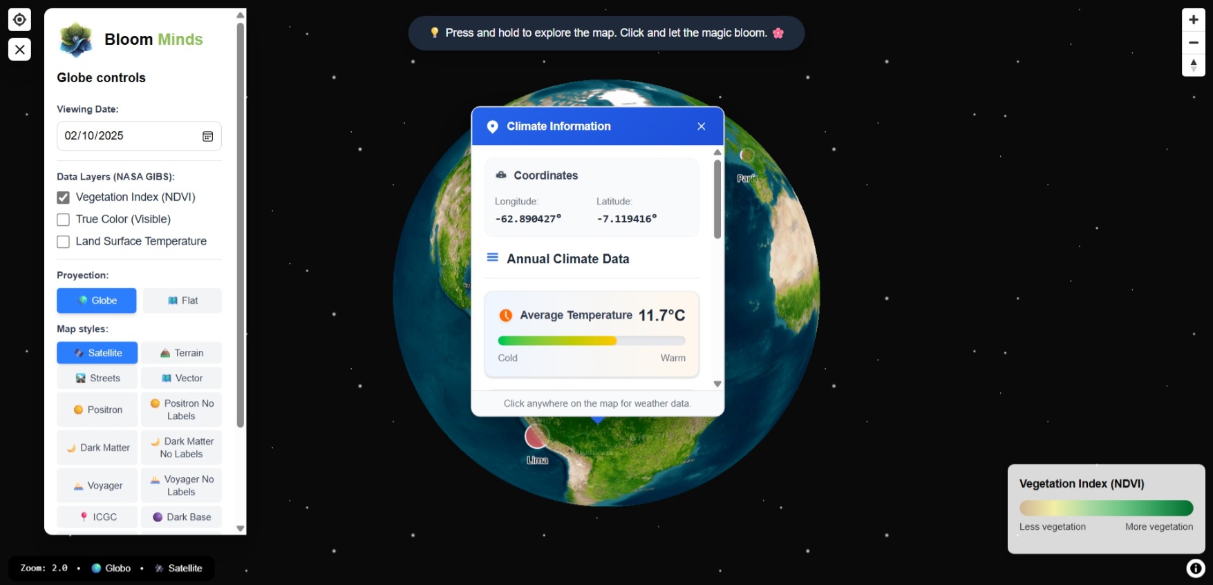 Bloom Minds Explorer Interface